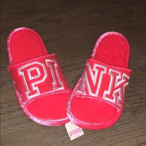 NWT Pink Victoria’s Secret Velvet Pink Slippers
